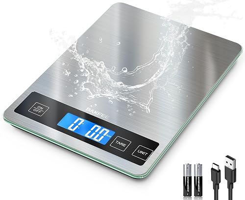 BakFee 33lb Kitchen Scale, Rechargeable Black