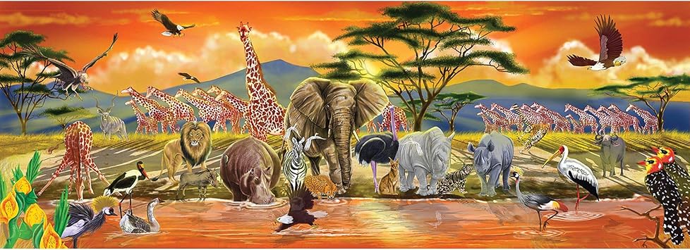 Melissa & Doug Puzzle Géant Panoramique Safari Animaux de la Savane (100 Pièces)