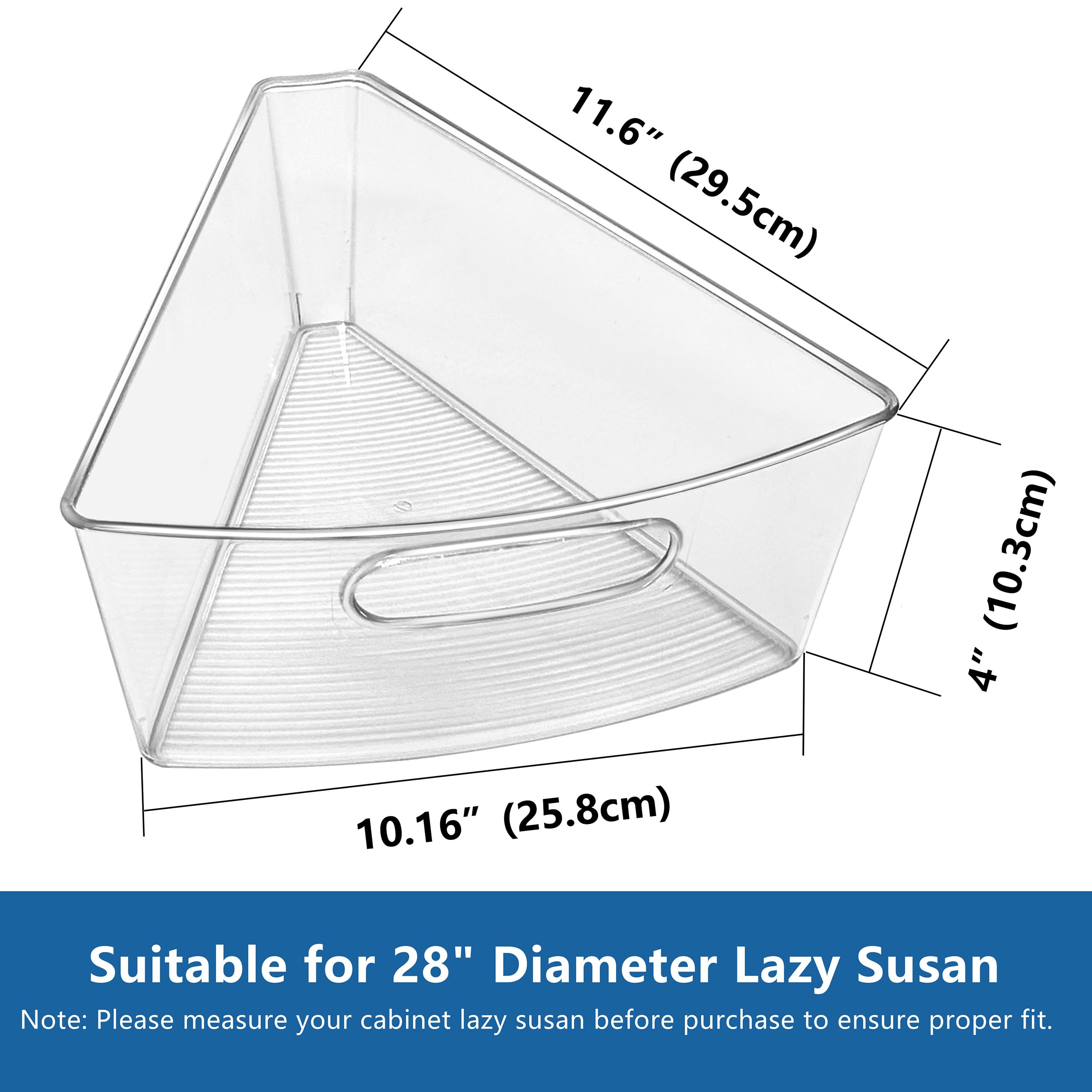 JOWBOOW Lazy Susan Organizer für Eckschränke mit 71,1 cm - 73,7 cm Durchmesser, 6 Stück, transparenter Kunststoffschrank und Speisekammer-Aufbewahrungsbehälter, 1/8 Keil, lebensmittelecht, BPA-frei
