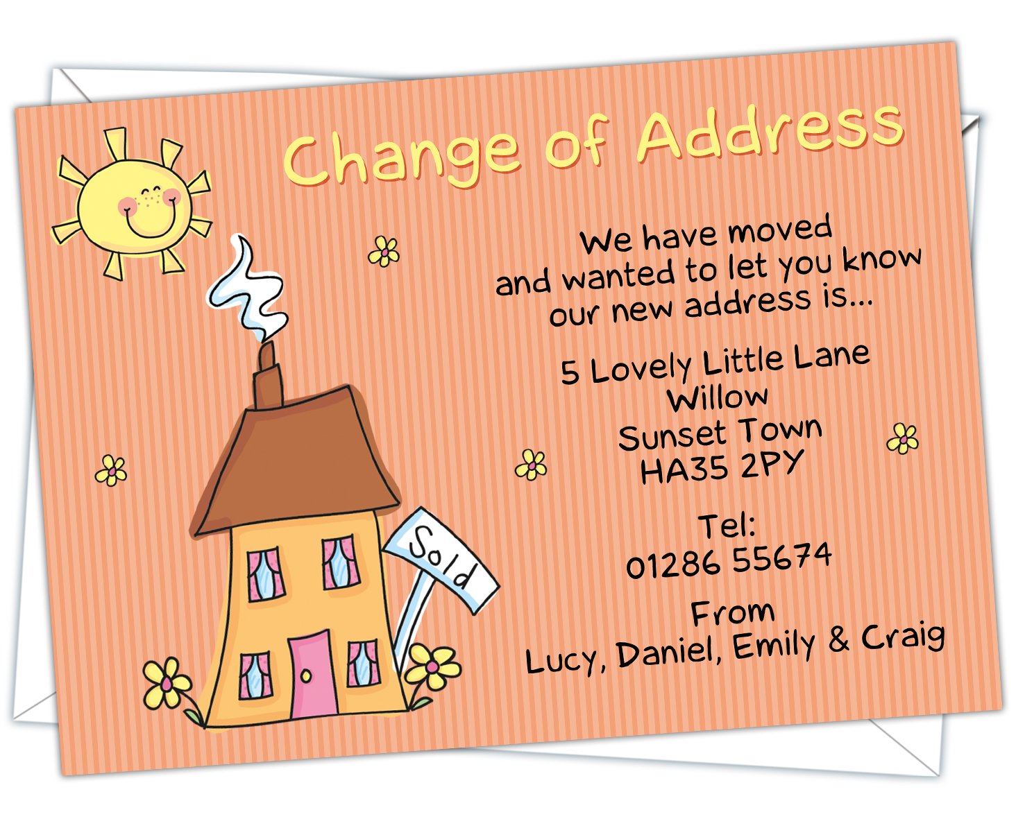Personalised Change of Address Cards With Free Envelopes (Design Code: COA 003) (Pack of 52)