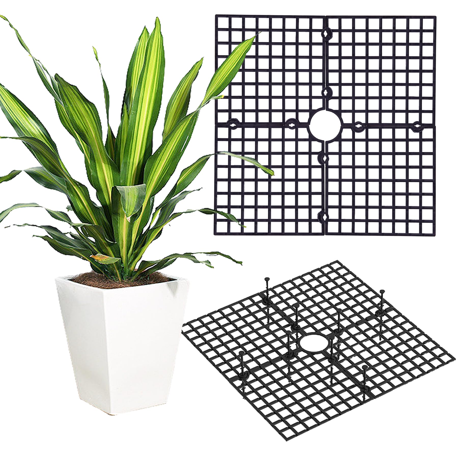Lot de 2 grilles de protection pour pots de fleurs, chat, cadre de protection de jardin, découpable, protège la terre des animaux et des enfants, carrée, 30 x 30 cm