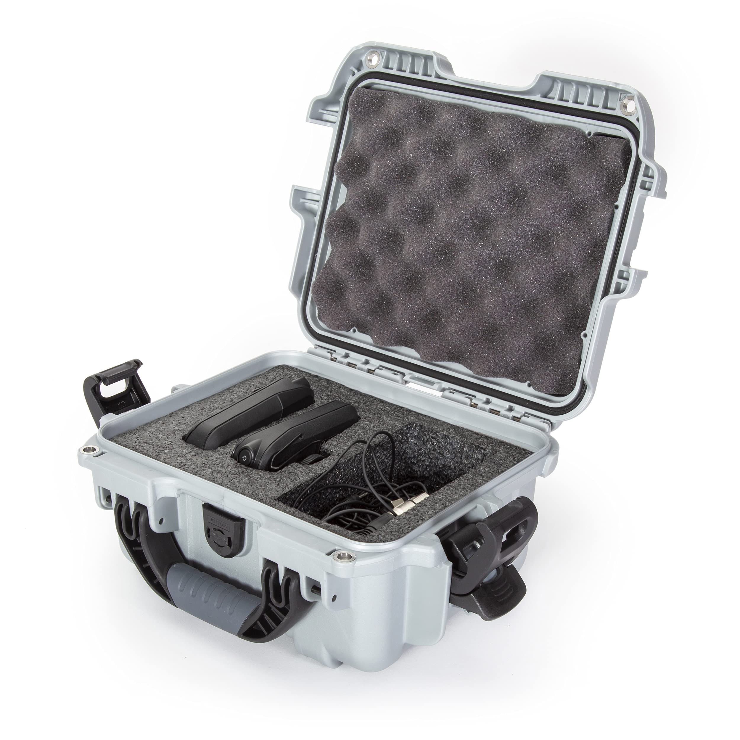 Nanuk 905 wasserdichter Hartschalenkoffer mit Schaumstoffeinlage für RodeLink Wireless Kit - Silber