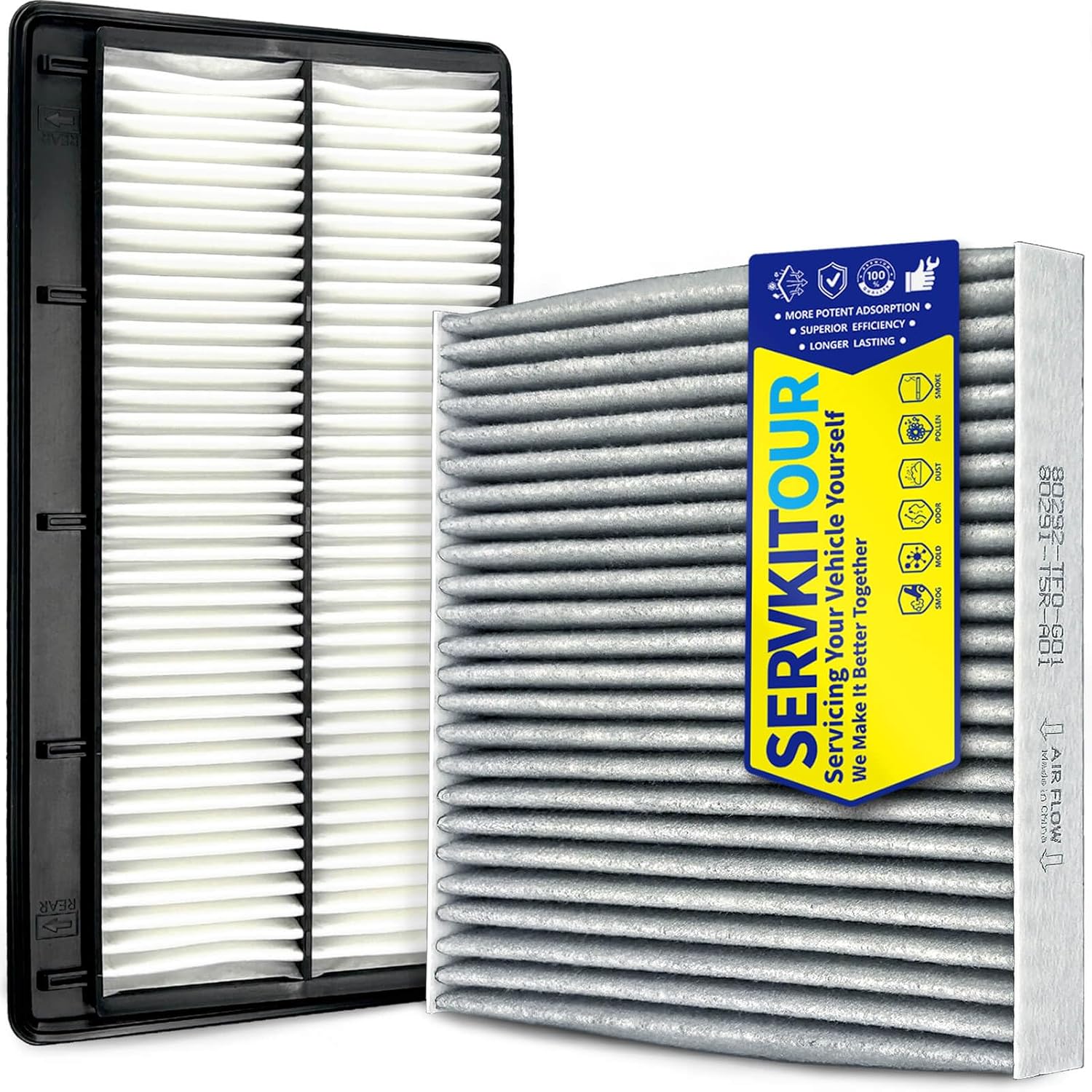 Engine Cabin Air Filter Set for Pilot (2023 2024 2025 2026) 3.5L, for MDX 3.5L (2022-2026) Gas Only, Not for 3.0L, Replace 17220-61A-A00, 80291-T5R-A01
