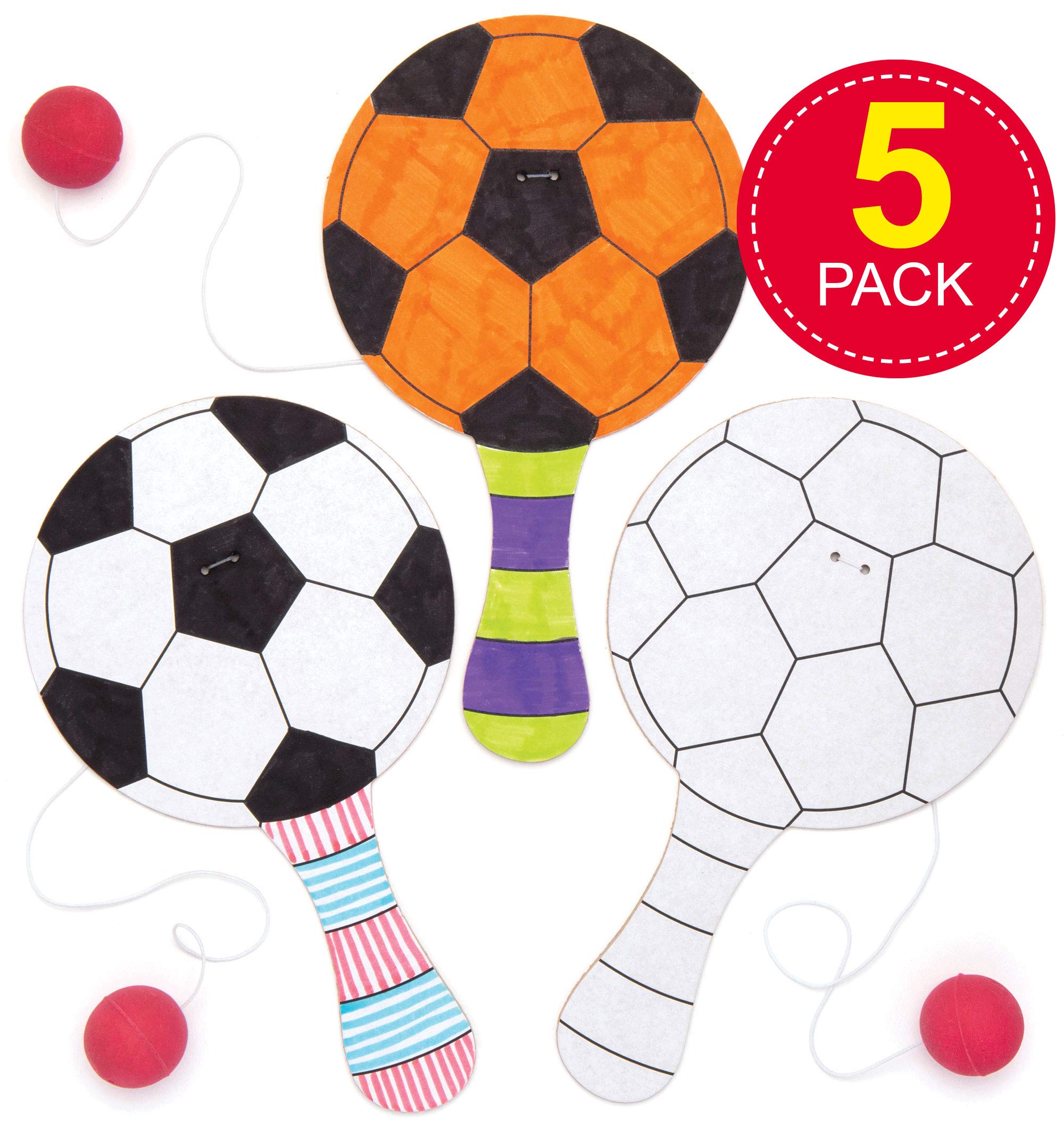 Baker Ross Mini Colour In Football Paddle Bat and Ball - Image 2