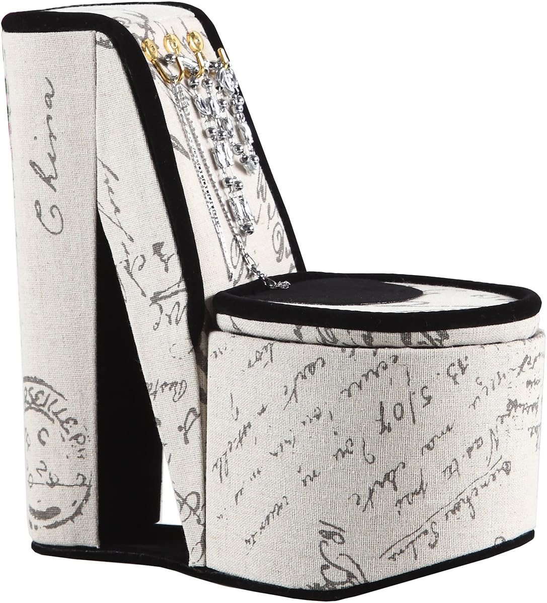 Ore International 9" in Stencil Letter Print High Heel Shoe Display W/Hooks Jewelry Box