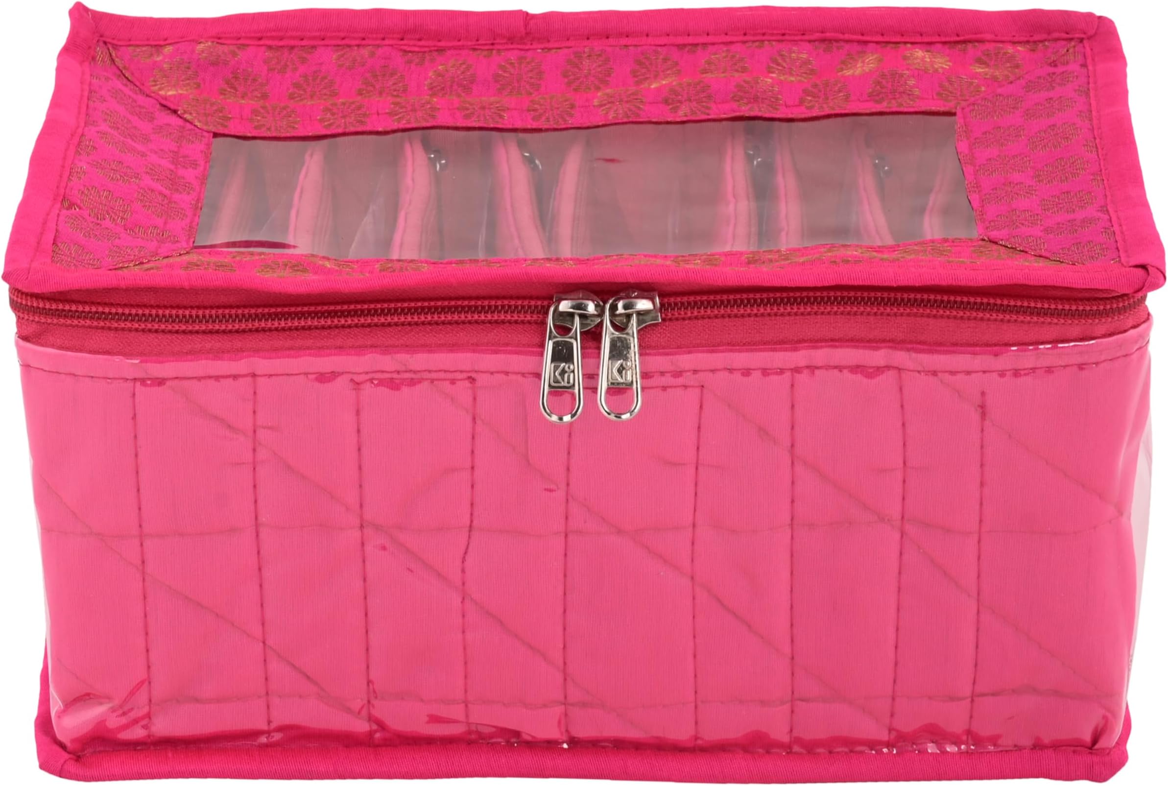 Kuber Industries Cotton Jewelry Kit JKLP1, 10 Pouches (Pink)