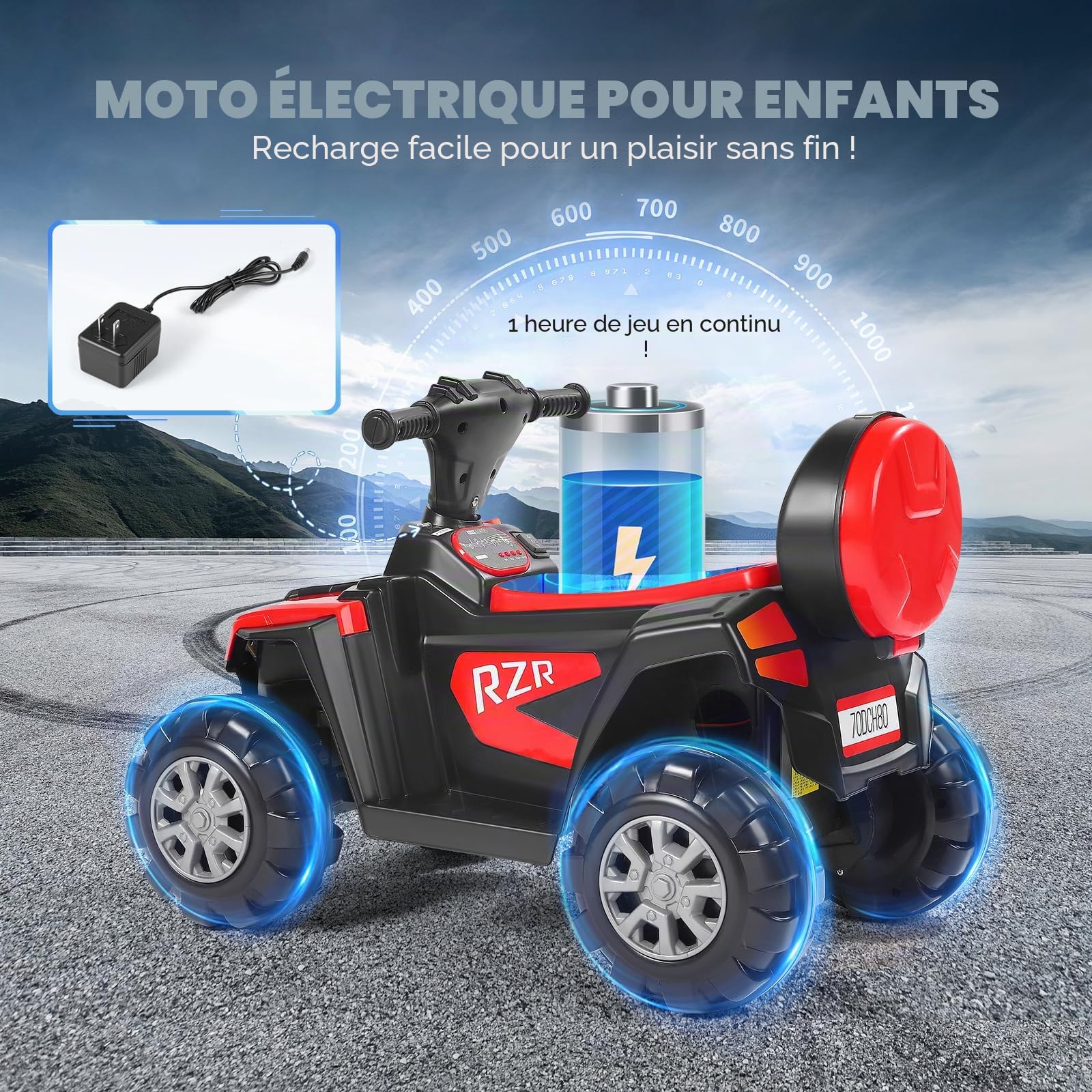 Moto électrique pour Enfants, véhicule pour Enfants d'une capacité de Charge de 50 kg, équipé de phares à LED, d'un système Audio et d'un Coffre de Rangement, pour Les Enfants de 2 à 7 Ans