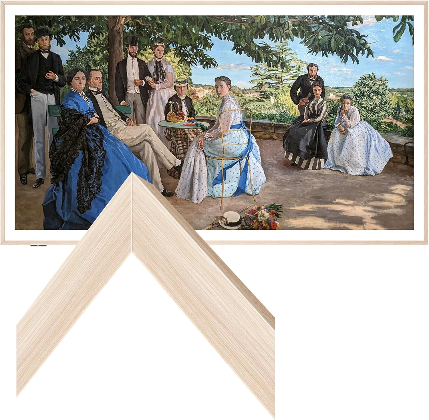 iFFALCON Magnetic Frame Mural TV 75 Inch, Natural Oak Aluminum Alloy Bezel, Tool-Free Snap-On Installation, Custom Fit Decorative Frame Mural TV Series Only