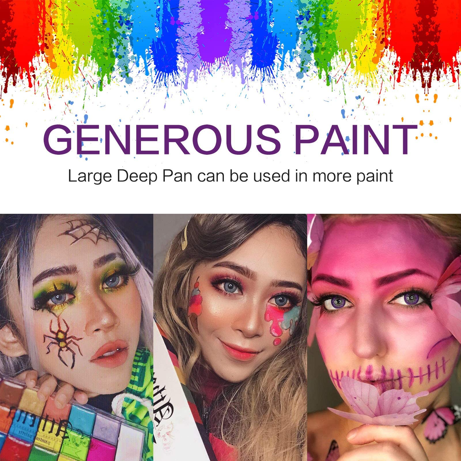 UCANBE Peinture Corporelle 20 Couleurs avec 10 Pinceaux - Peinture Visage Longue Durée Sécurité - Ensemble de Maquillage pour Enfants et Adultes, Théâtre, Carnaval, Halloween, Scène, Clown, Cosplay
