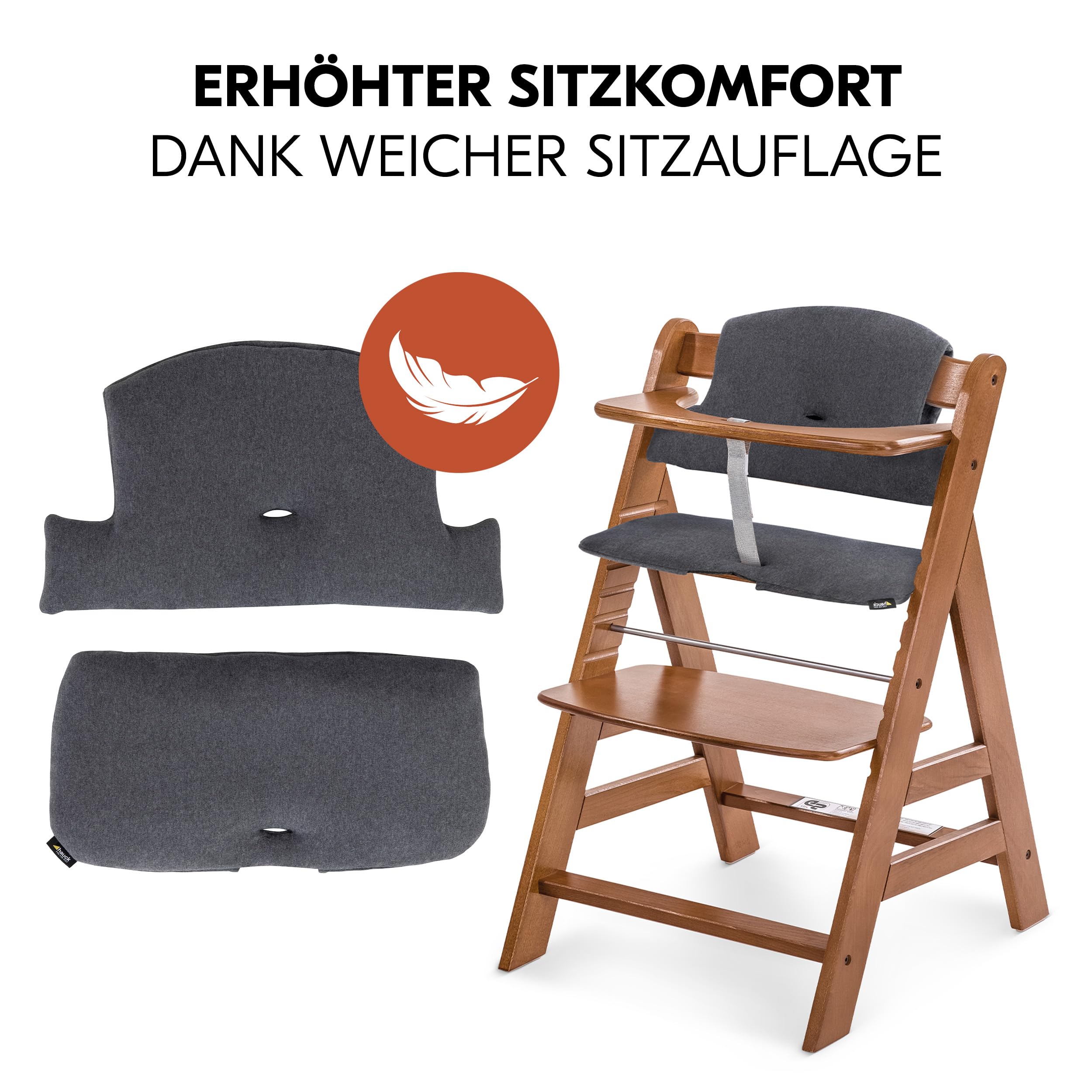 hauck Alpha+ Hochstuhl Newborn Set mit Premium Bouncer - Walnuss