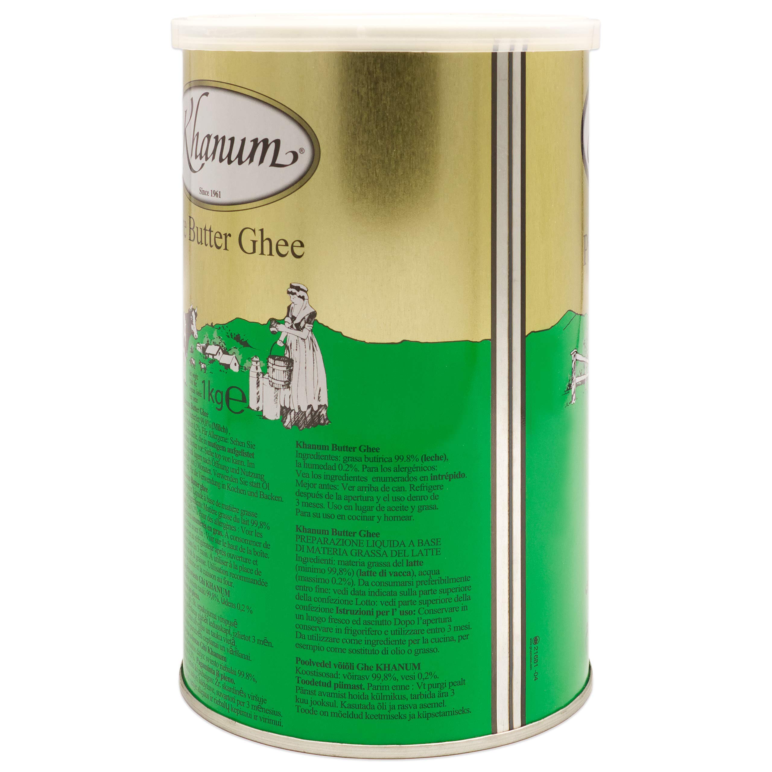 Khanum Pure Butter Ghee 2er Set 1 kg Dose zum Braten und Kochen