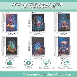 Leatrice 6PCS Diamond Art Kits for Adults Round Diamond Painting Dot Gem Art Painting Kit for Adults Beginners Women Suitable for Home Wall Art Decor 11.8x15.7 Inches Jellyfish