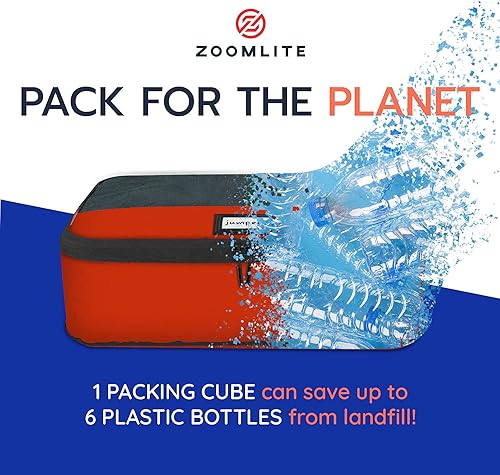 Vista 6 de Juego de 3 cubos de compresión duraderos para maletas, hechos de botellas de plástico recicladas, con cremalleras dobles para artículos esenciales