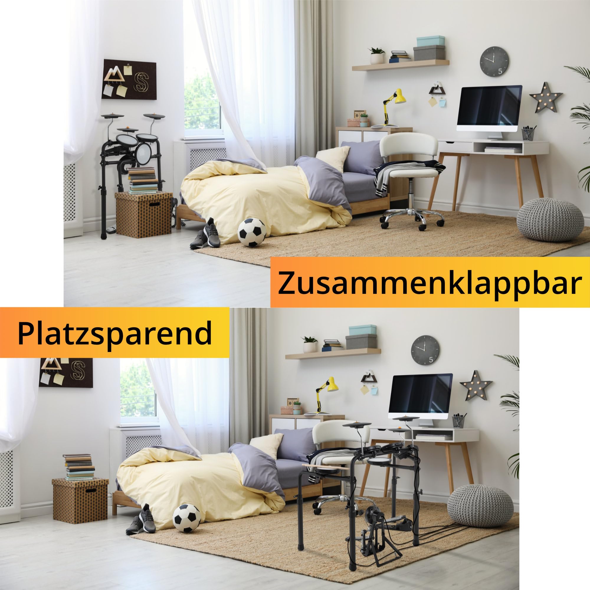 XDrum DD-250P E-Drum Kit - Elektronisches Schlagzeug mit Mesh Head- und Becken Pads, Kick-Pedal mit Pad, HiHat-Controller - Integrierter Bluetooth-Empfänger - Drumset inkl. Stimmschlüssel & Sticks