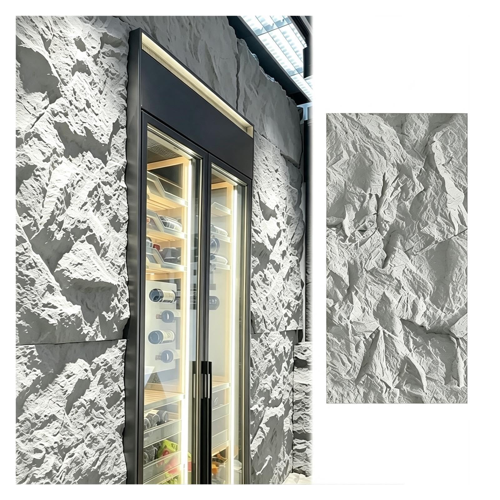 120X60cm PU Pannelli da Parete in Finta Pietra 3D Fai da Te | Copertura Decorativa per Progetti di Pareti Spesse 6cm 1/2/4/6/8 Pezzi per Interni & Esterni(B,4pcs)