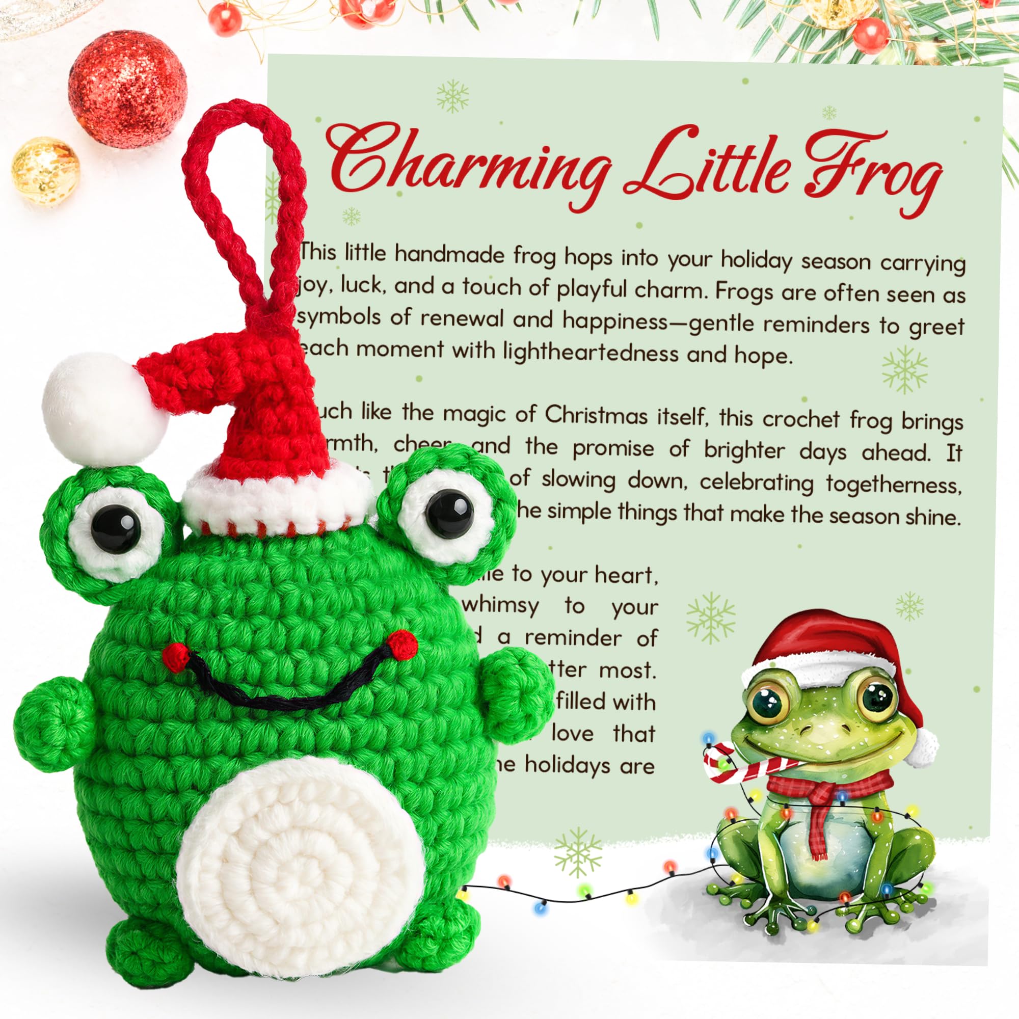 Décorations de grenouilles pour sapin de Noël et figurines suspendues en tricot
