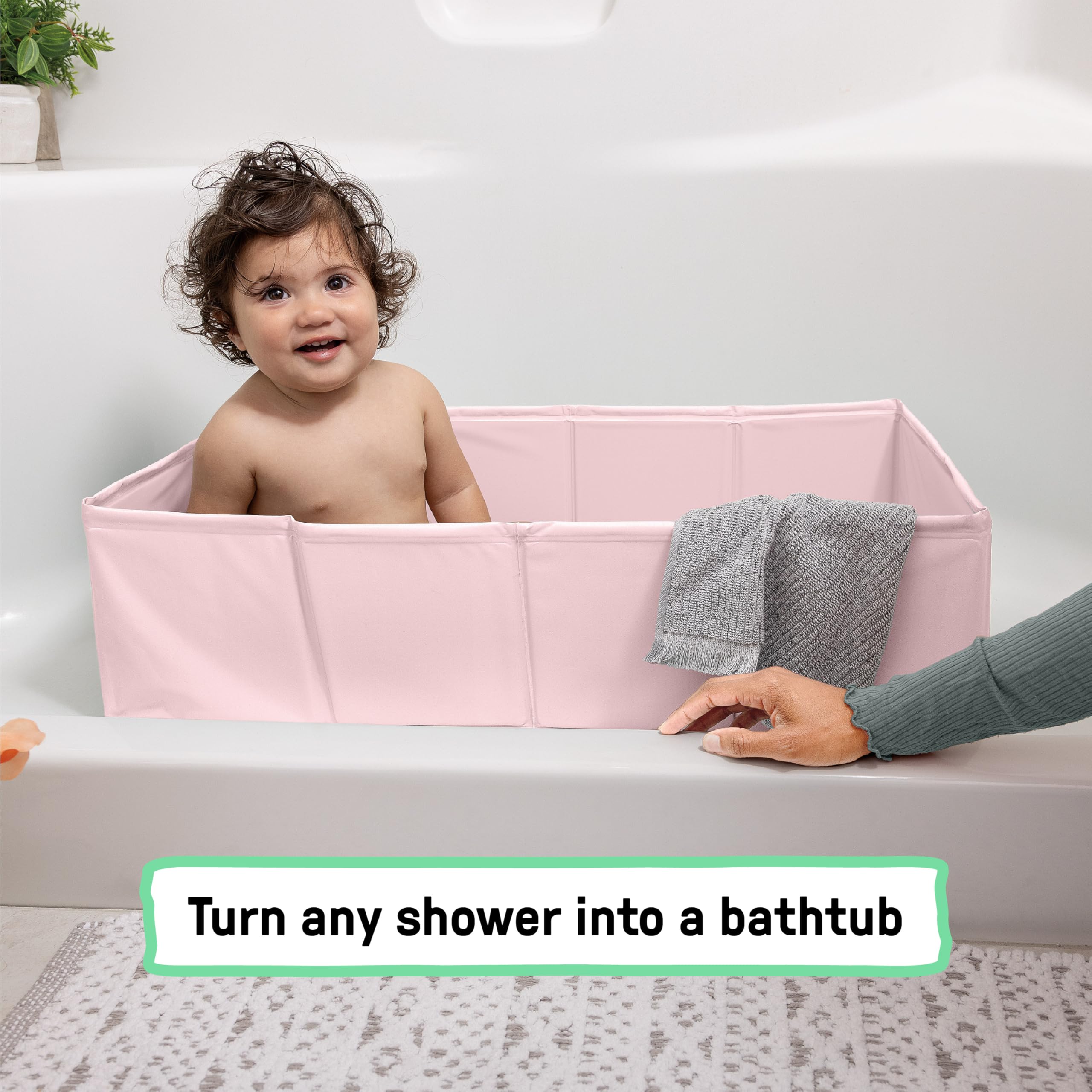 Ingenuity Vasca da bagno per bambini, converte la doccia in vasca, si ripiega per riporla, facile da pulire, nessun montaggio richiesto, 12M-5Y