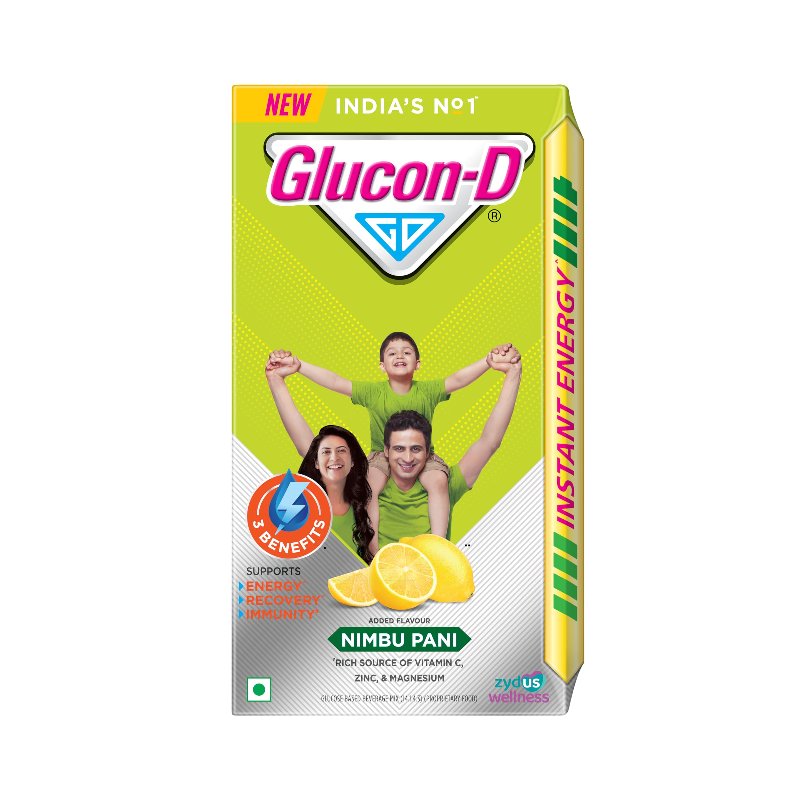Glucon-D Nimbu Pani Glucose Powder (1Kg)| For Tasty Tangy Flavoured Glucose Drink| Provides Instant Energy| Vitamin C Supports Immunity| Contains Calcium For Bonef free sipper