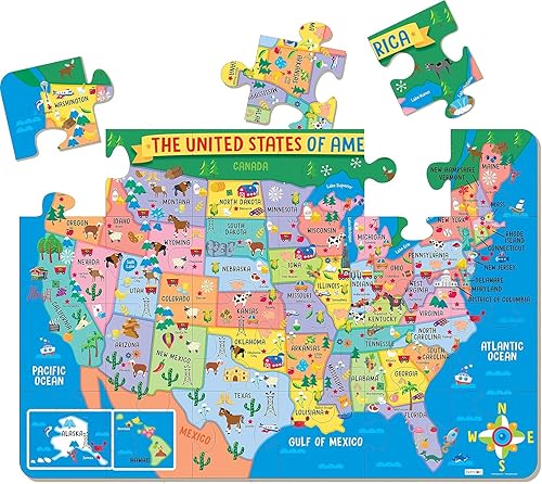 Miniatura 2 de Jumbo Map of USA Floor - Juego de rompecabezas de piso de 24 piezas con calcomanías, más  Rompecabezas jumbo de Estados Unidos para niños
