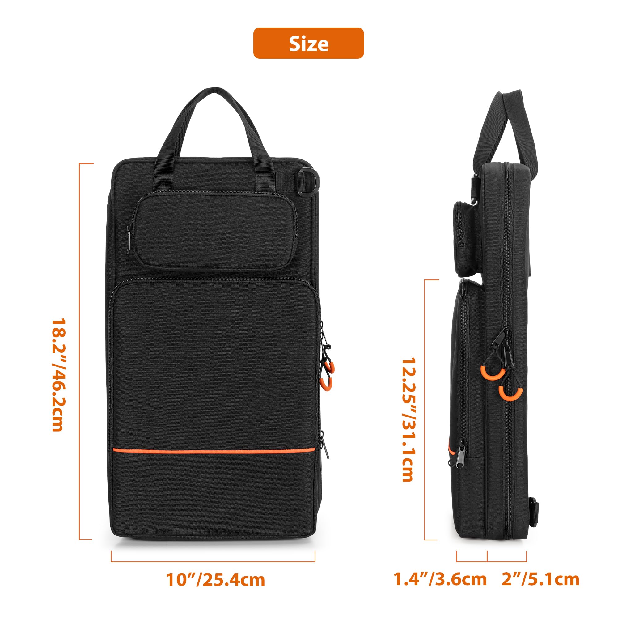 Damero Borsa a levetta da tamburo 600D Porta di bacchetta Hangoble Borsa di stoccaggio del tamburo portatile con spallatta regolabile