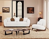 Vista 28 de Morden Fort Juego de Sofá Cloud de 2 Piezas, Juego de Sofá Moderno Sherpa Boucle con Patas de Madera, Sofás Cómodos Tapizados Minimalistas Amigables