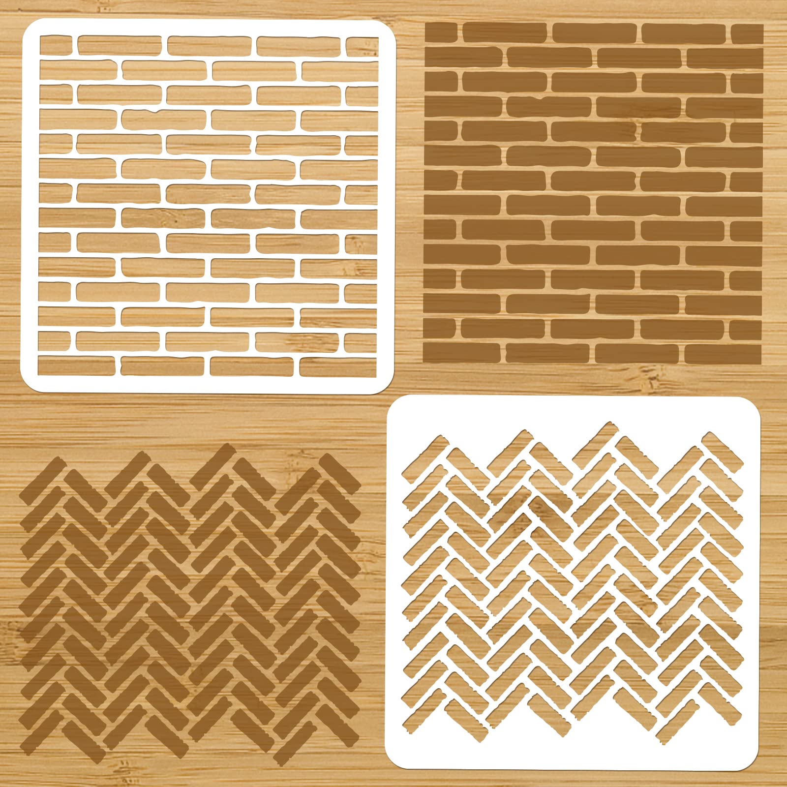 NBEADS 2 Pcs Brick Painting Stencils Templates - Image 2
