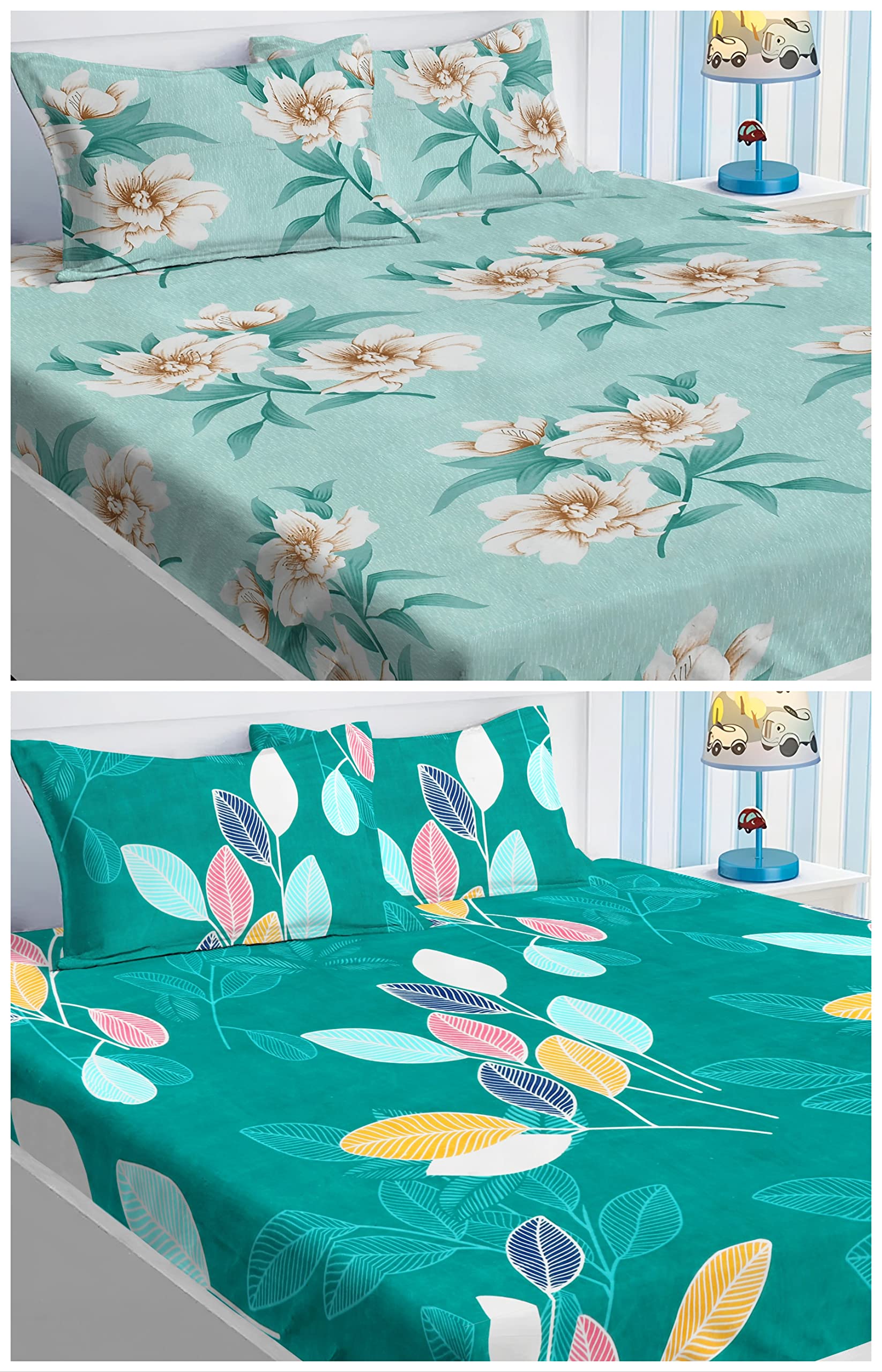 BSB HOME Prime Collection Combo Pack of 2 Double Bedsheet with 4 Pillow Covers | 180 TC Soft Brushed Cotton-Blend -Long Lasting & Wrinkle Free for 7.5X7 Ft Set of 6 Peice (Cheks, Multicolour) (B0C1BHPZBY) Amazon Price History, Amazon Price Tracker