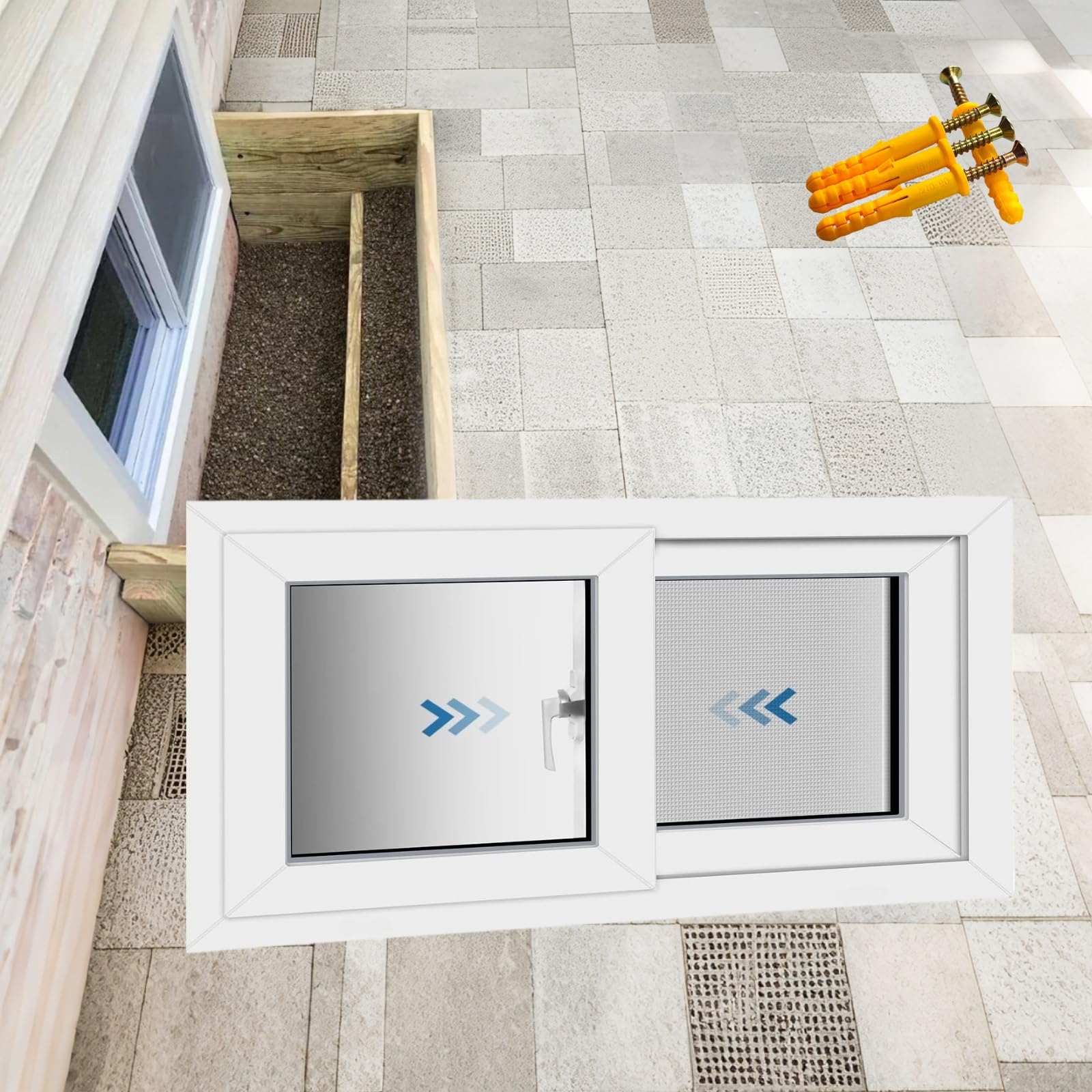 Genérico Ventanas Corredizas For Sótanos, Ventanas For Cobertizos con Vidrio Templado Y Mosquitero De Fibra De Vidrio, Incluye Tornillos De Expansión, For Cobertizos, Gallineros(50x30cm)