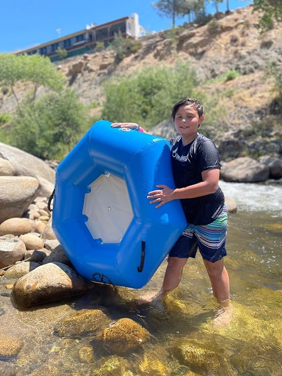 Hardcore River Tube with Durable Triple-Layer PVC, Ergonomic Seven-Sided Design, Intuitive Handles, and C7 Valve Inflation Ideal for Tubing Adventures