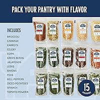 Vista 5 de Harmony House Dehydrated Vegetable Sampler – 15 Count Variety Pack, Resealable Zip Pouches, For Cooking, Camping, Emergency Supply and More