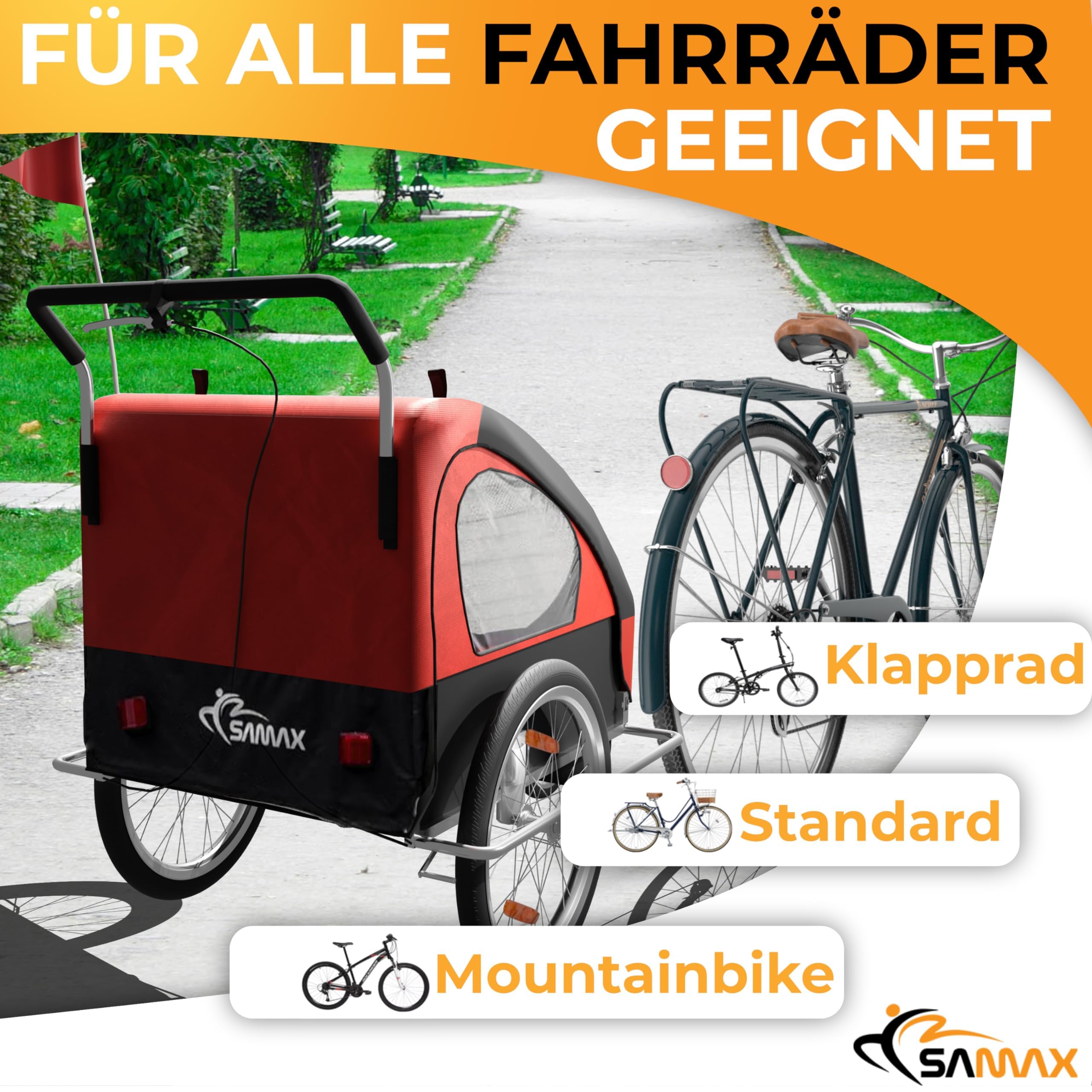 SAMAX Fahrradanhänger Und Jogger 2 In 1, white black, 56640013