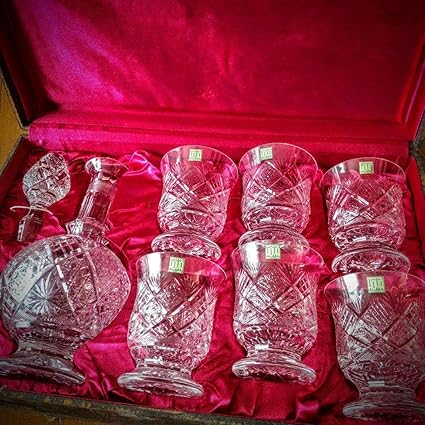 稀少・受注生産】1980s HOYAクリスタル デキャンタ&タンブラーセット-