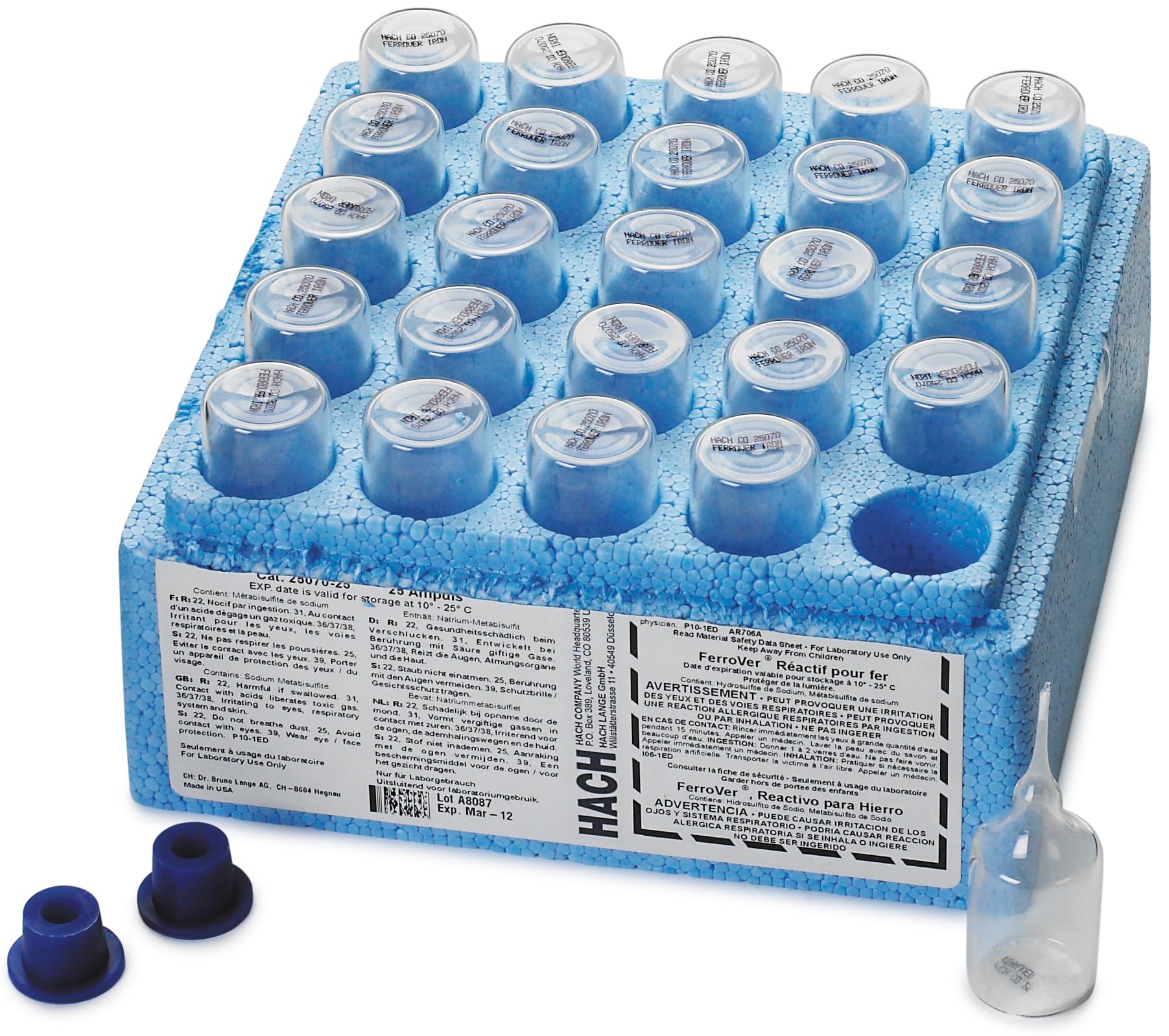 Hach 2507025 FerroVer® Iron Reagent AccuVac® Ampules, (Pack of 25)