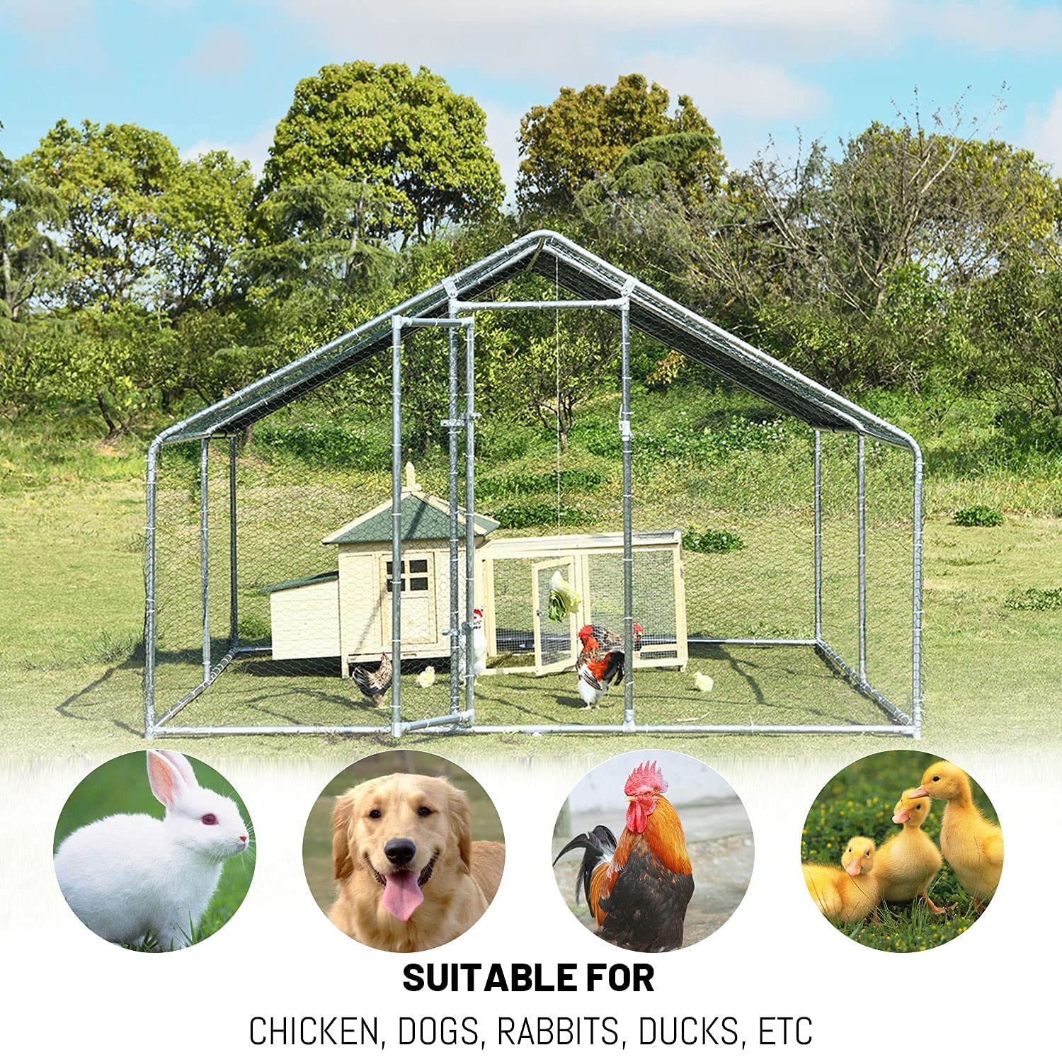 Buy Large Metal Chicken Coop Run Duck House Outdoor Walkin Poultry
