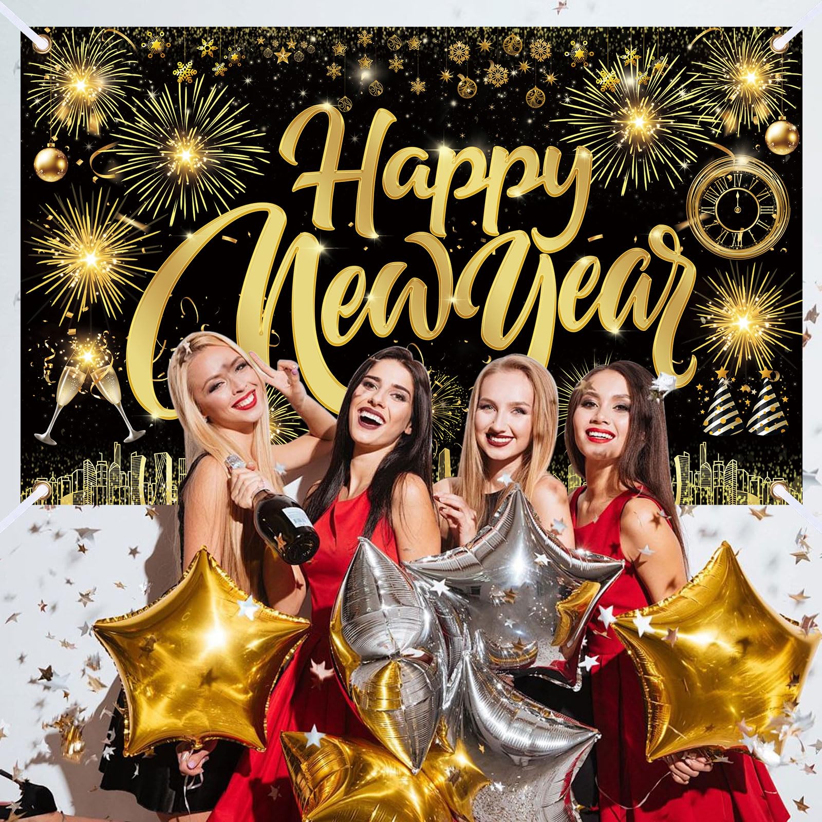 Bannerposter Ik Wens Je Een Gelukkig Nieuwjaar 2023 Handgeschreven Letters Typografie Ontwerp Gouden Ster 167801 4112