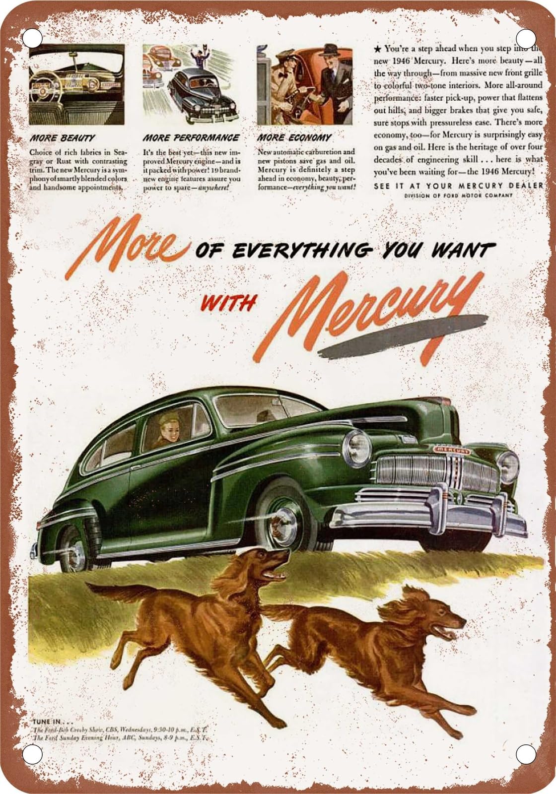 Miaomansenstore Metal Sign - 1946 Mercury Vintage Ad 07 - Old Retro Rusty Look Home Decor