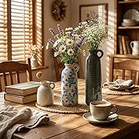 Vista 7 de Juego de jarrones de cerámica, jarrones de flores para decoración del hogar, decoración moderna de granja, centros de mesa de sala de estar, cocina