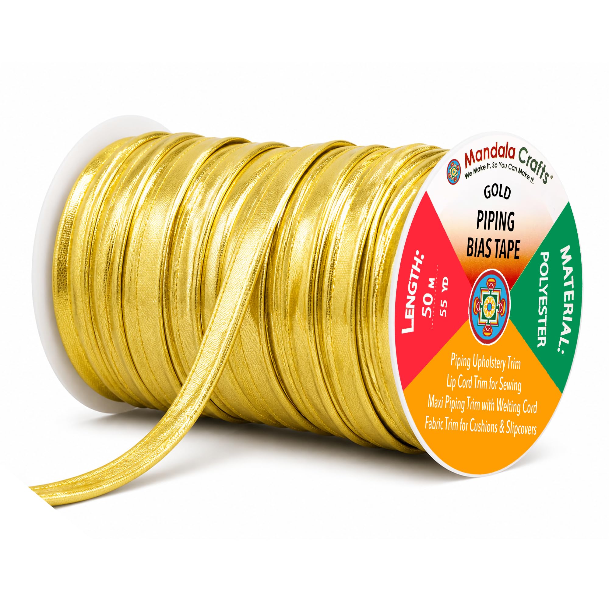 Amazon.com: Mandala Crafts Gold Maxi Piping Bias Tape with Welting
