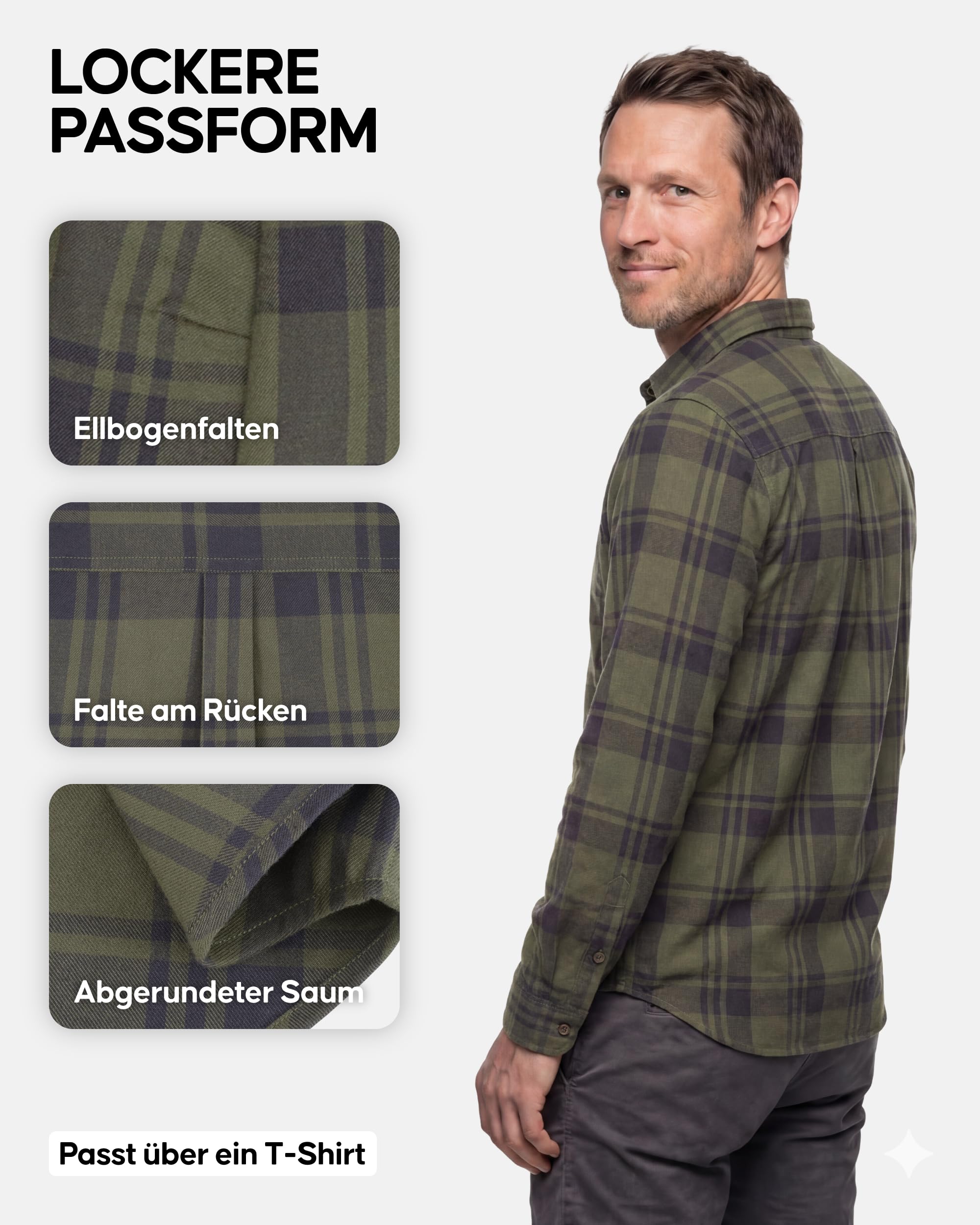 DANISH ENDURANCE Flanellhemd Herren, Bio-Baumwolle | Holzfällerhemd aus Bio-Baumwolle, Arbeitshemd, Weich & Robust, Lockere Passform, für Freizeit, Wandern & Arbeit