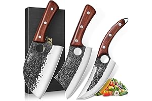 3PCS Northern Knife Set: Chef Knife, Cleaver & Viking Knives for Butchery,...