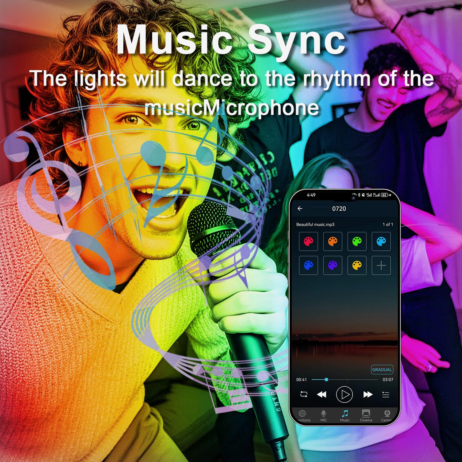 100W RGB LED Strahler, LED Fluter Außen, Mit Bluetooth APP Und 2.4G Fernbedienung, IP66 Wasserdicht Farbwechsel Dimmbar, 16 million Farben Flutlicht für Gärten, Innenhöfe,Party (2 PC)