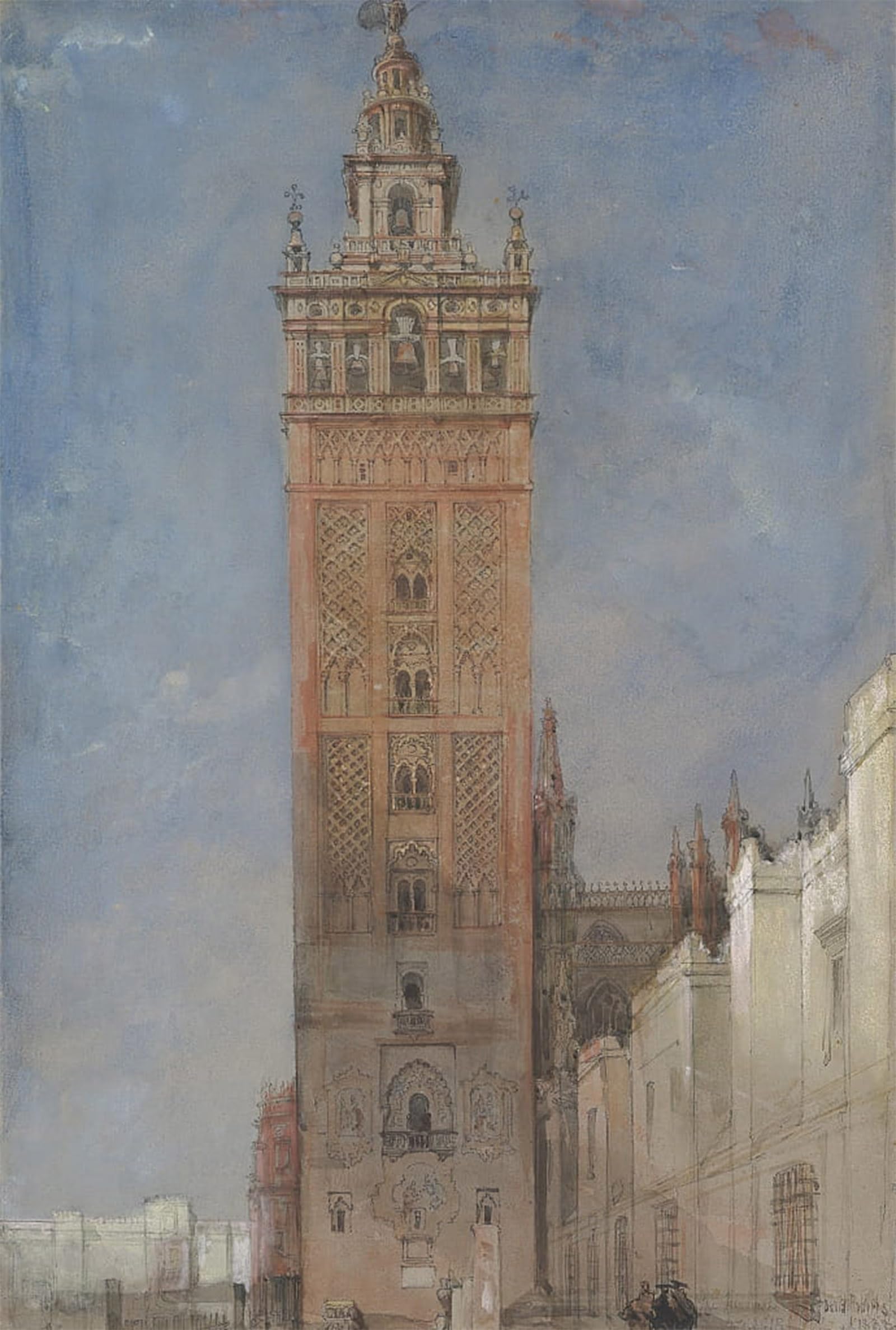 SERENDIPITP Aesthetic Poster Photo Wall Print Retro Picture the Giralda Seville by David Roberts Modern Wall Artwork for Home Decor 60x90cm