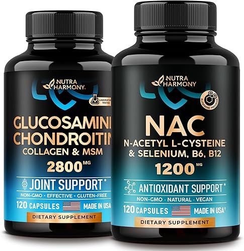 NUTRAHARMONY Cápsulas NAC y condroitina de glucosamina N-acetil L-cisteína antioxidante, inmune y tiroidea Suplemento de apoyo articular soporte