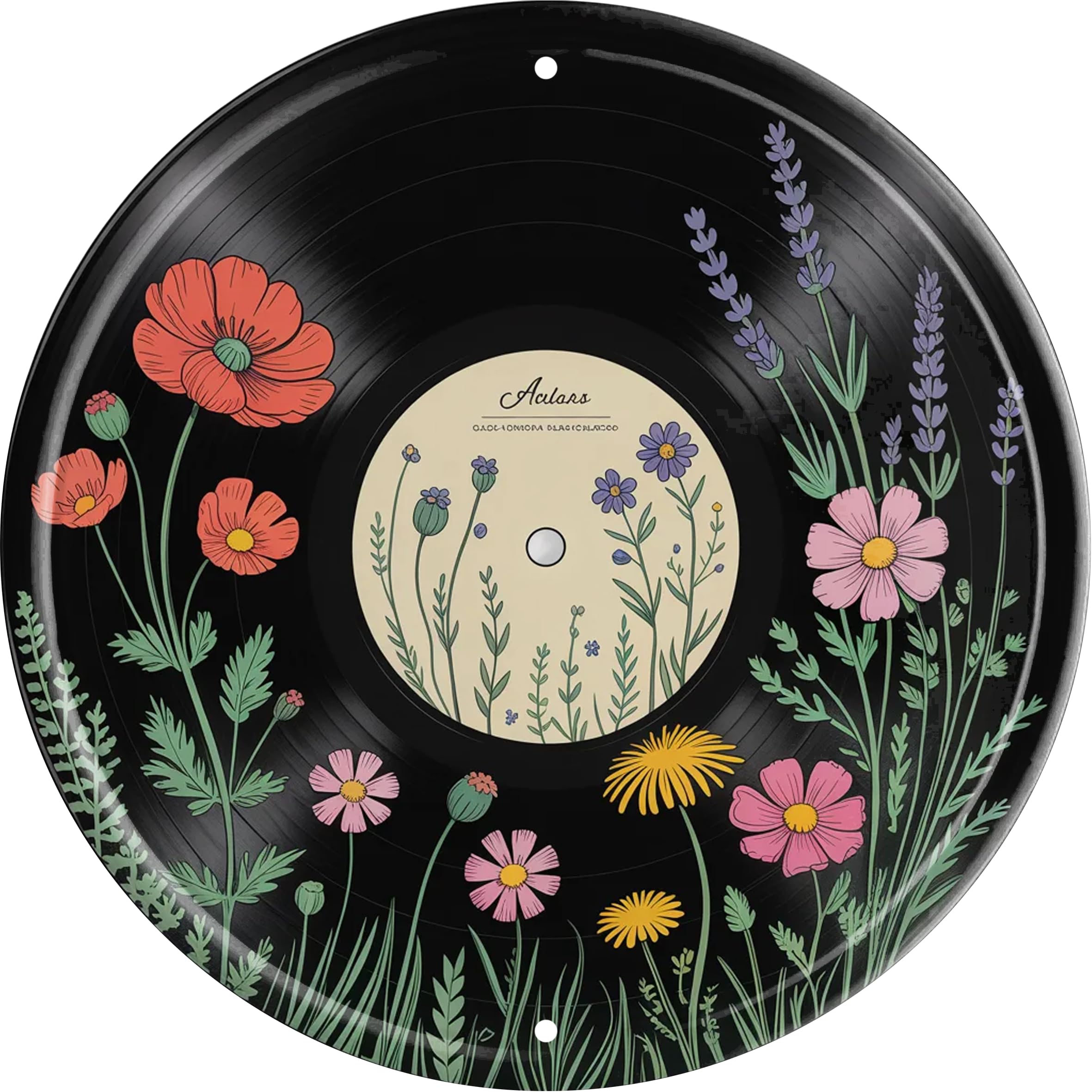 Record Vinyl Lavender Metal Sign 8x8in Round Aromatic Plaque for Kitchen Wall Decor Gift