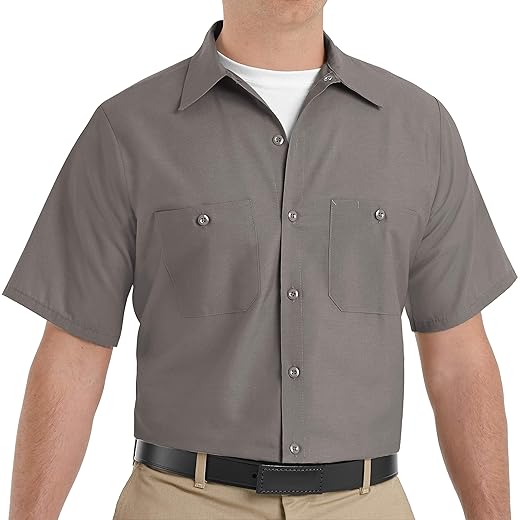 Red Kap Mens Industrial Work Shirt, Regular Fit, Short Sleeve