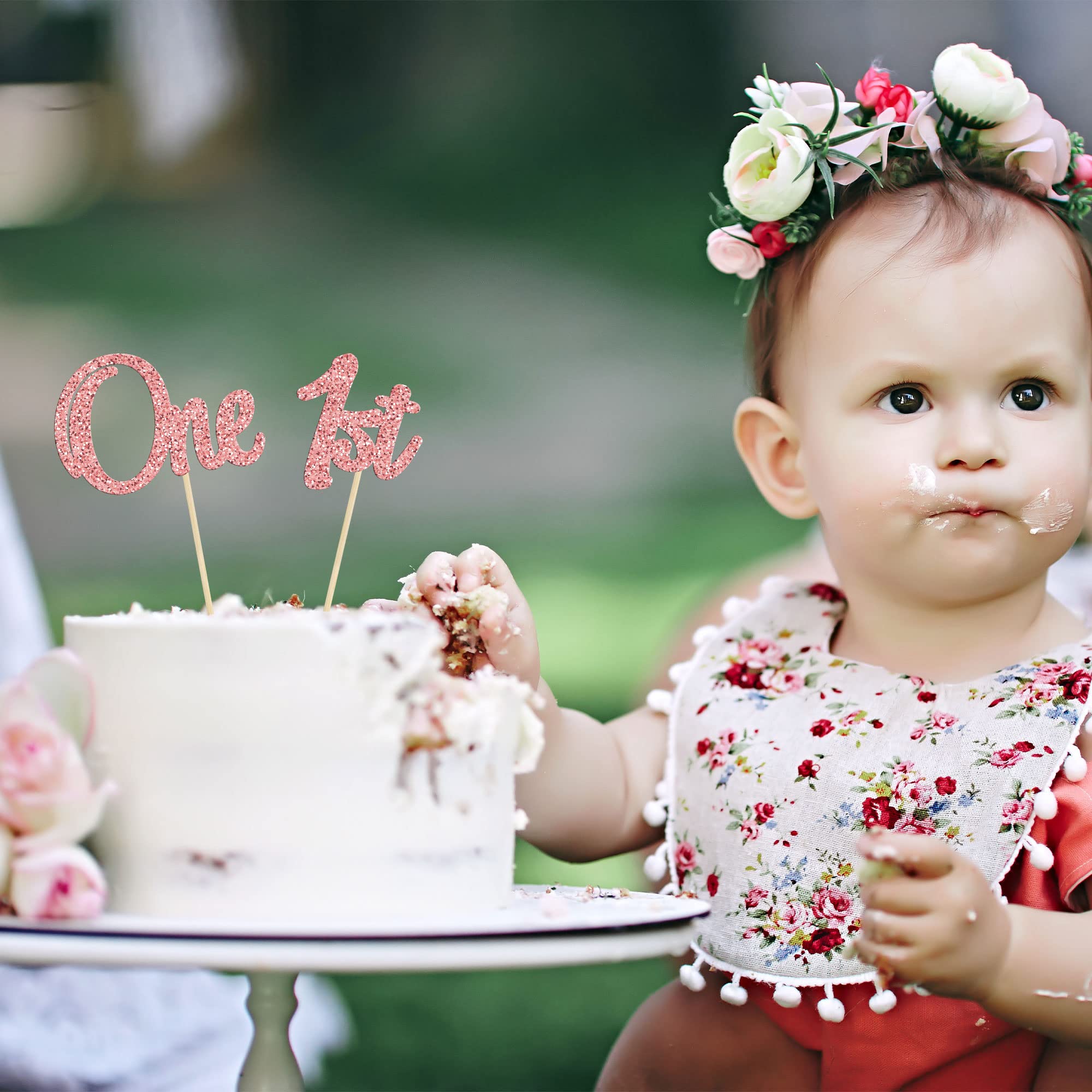 Gyufise Cupcake-Topper Set – 24 Stück, Gold-glitzernd Für 1. Geburtstag & Babyparty, 6x10,5 Cm