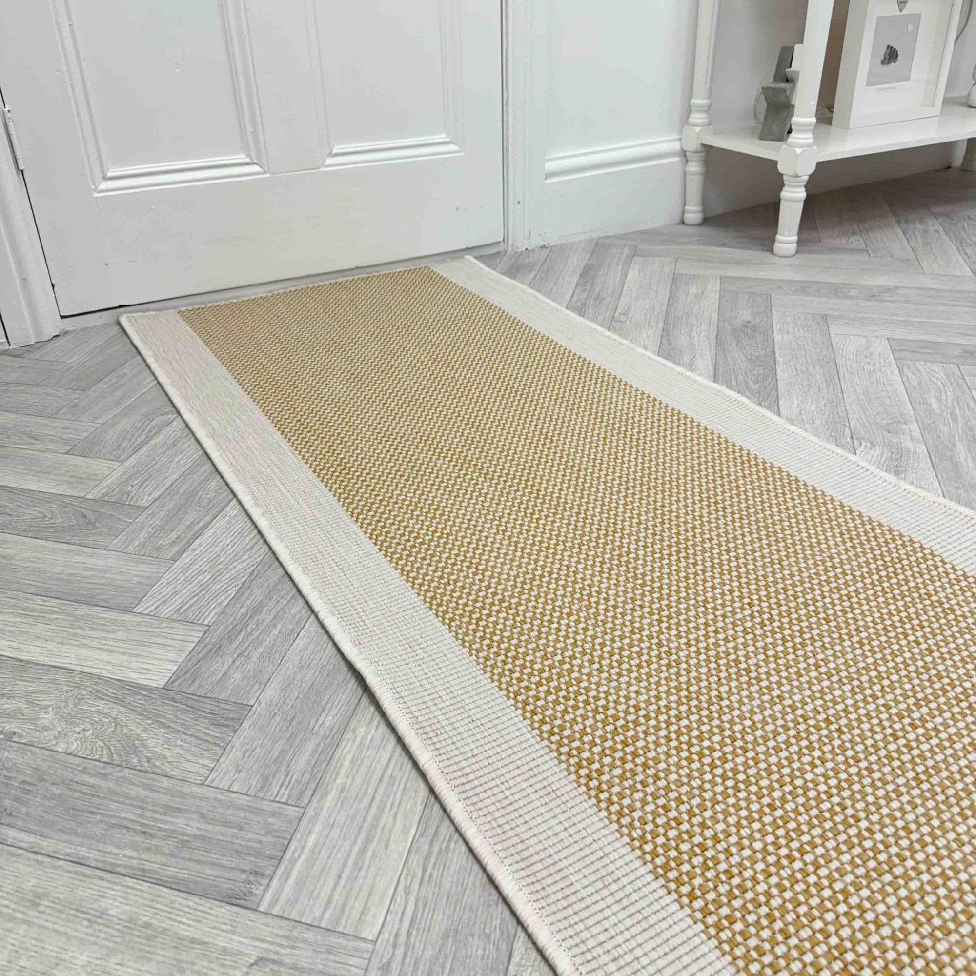 runrug Indoor/Outdoor Hallway Runner Rug - Waterproof Reversible Carpet for Hall, Patios & Garden - Stain-Resistant, Durable & Pet-Friendly - 330cm x 70cm - 5mm Thick - Vichy, Ochre โ image 1