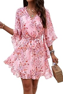 Sponsored You’re seeing this ad based on the product’s relevance to your search query.Learn more about this advertisement MAGIMODAC Women's Summer Dress A Line Chiffon Dresses Beach Dress Short Floral Wrap Look Dress Festive V-Neck Mini Dress