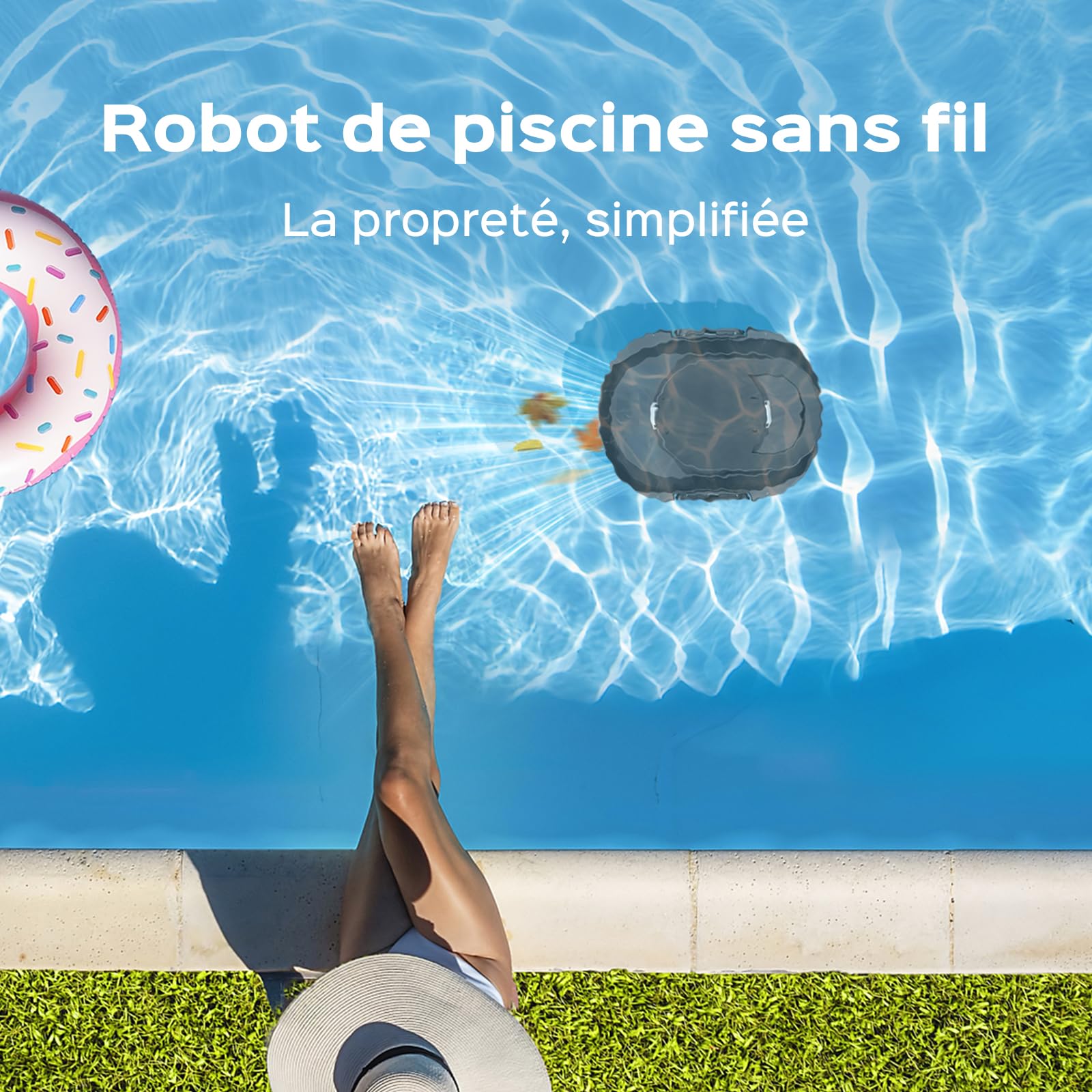 S1PRO 2026 Upgrade Robot Piscine, Autonomie de 120 Minutes, Double Moteur Nettoyeur de Piscine, Compact et Léger Aspirateur Piscine sans Fil, Idéal pour Piscines à Fond Plat 95m², Blanc Noir