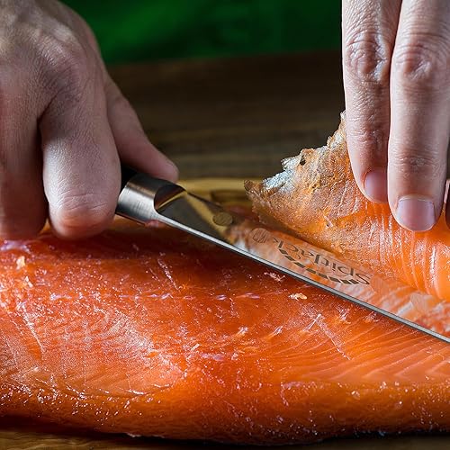 Miniatura 8 de Cuchillo de pechuga para tallar carne y rebanar carne ahumada y pavo, acero inoxidable, borde Granton, hoja de 11 pulgadas, serie de chef de